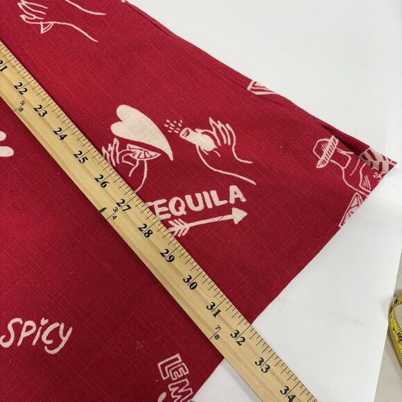 Paper Heart Tequila Mini Spicy Red Linen Blend Dress XS Cocktail Print Pockets - Picture 10 of 12